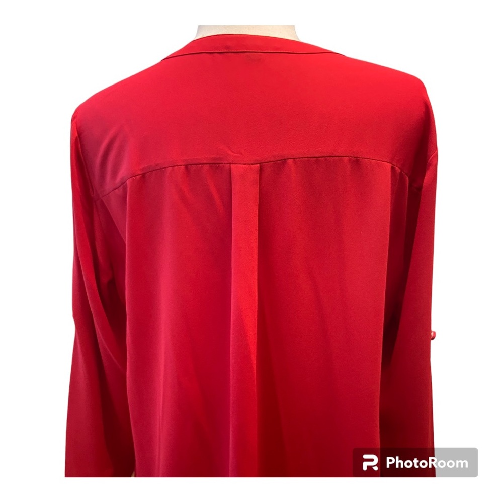 Express Woman’s 3/4 Button Down Red Long Sleeves … - image 4